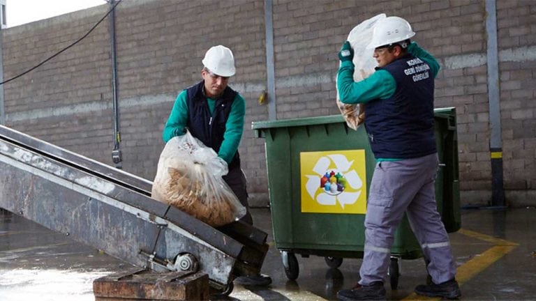 Global workers recycling waste