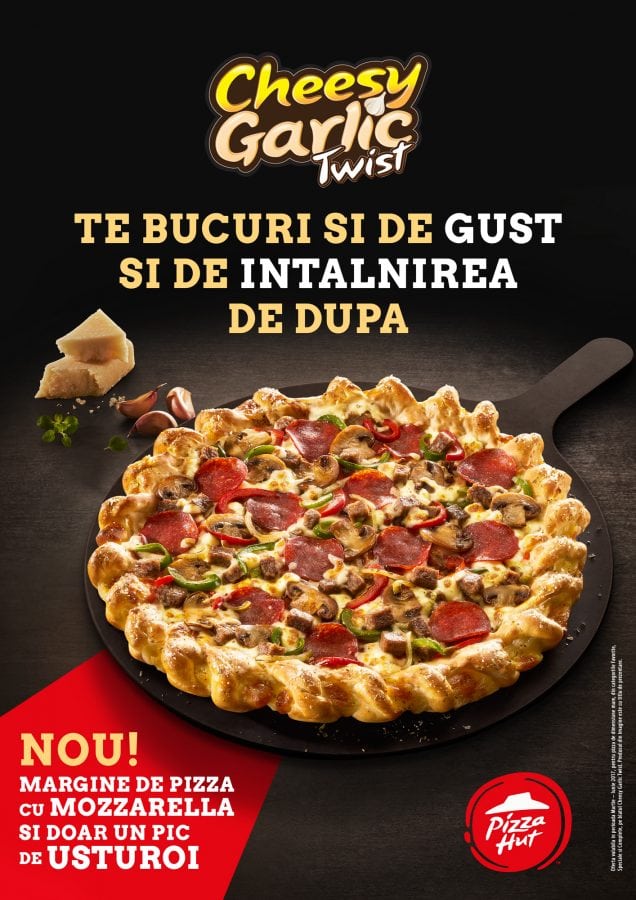 Pizza Hut și PHD au lansat pizza cu Cheesy Garlic Twist