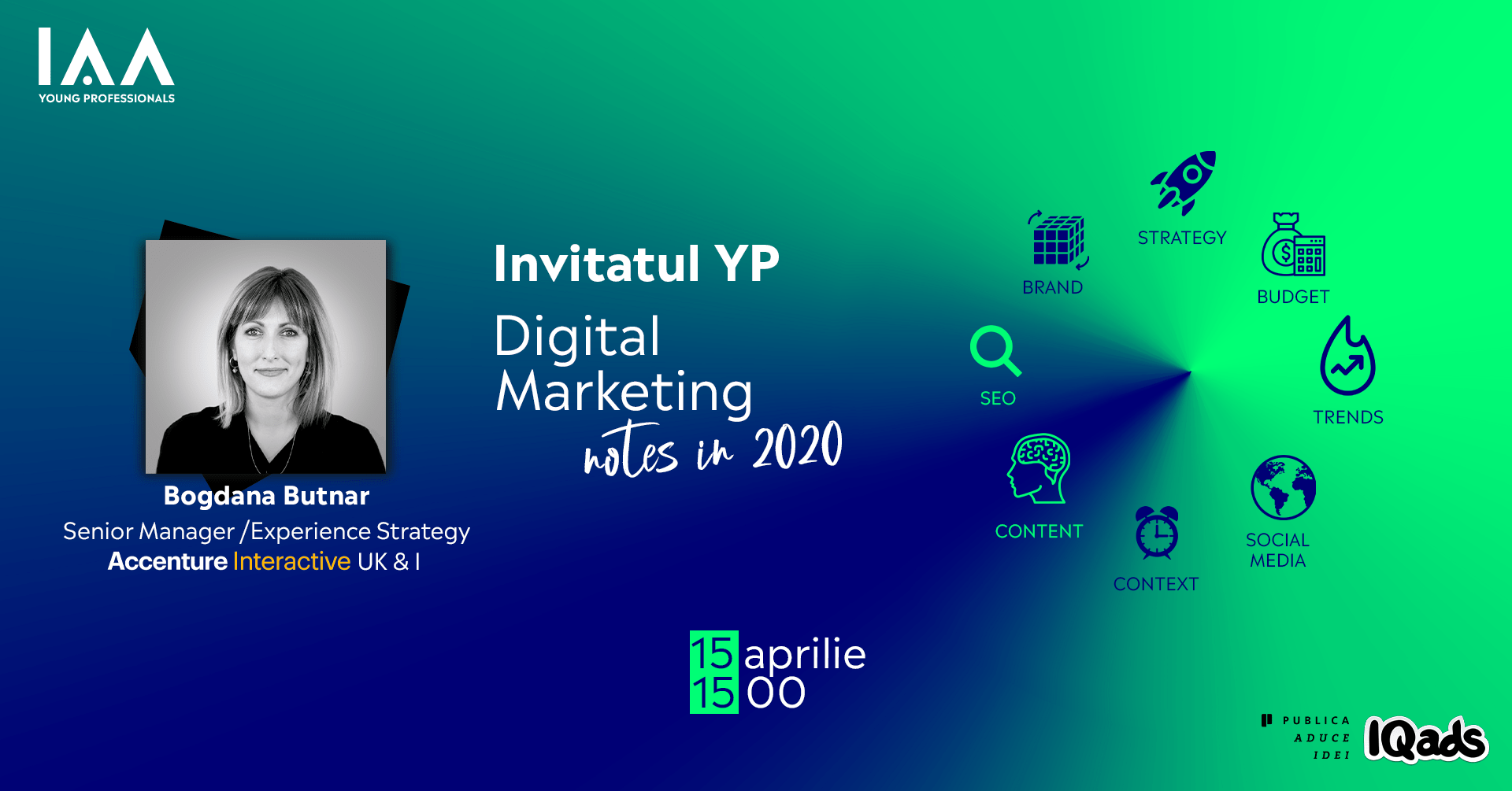 Bogdana Butnar, în direct pe Facebook, la invitația IAA YP  