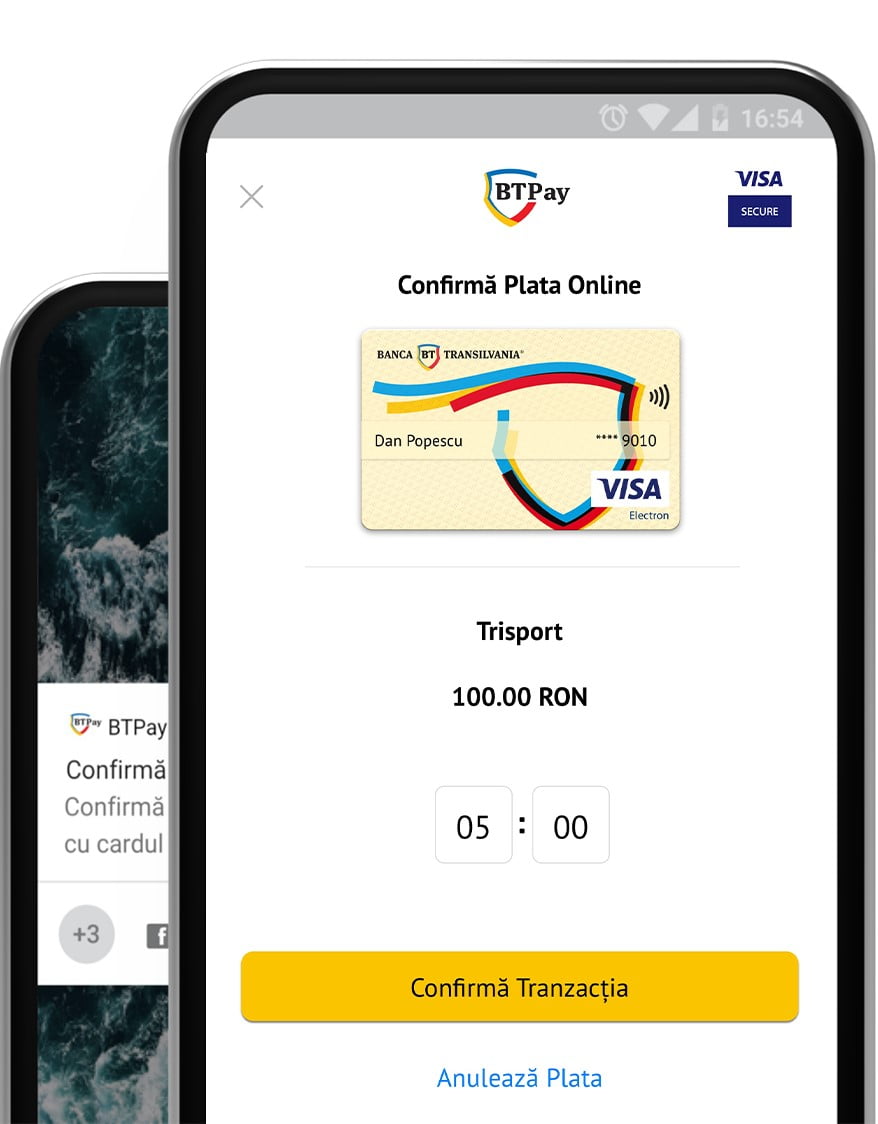 Autentificare biometrică pentru cumpărături online, prin aplicaţia BT Pay