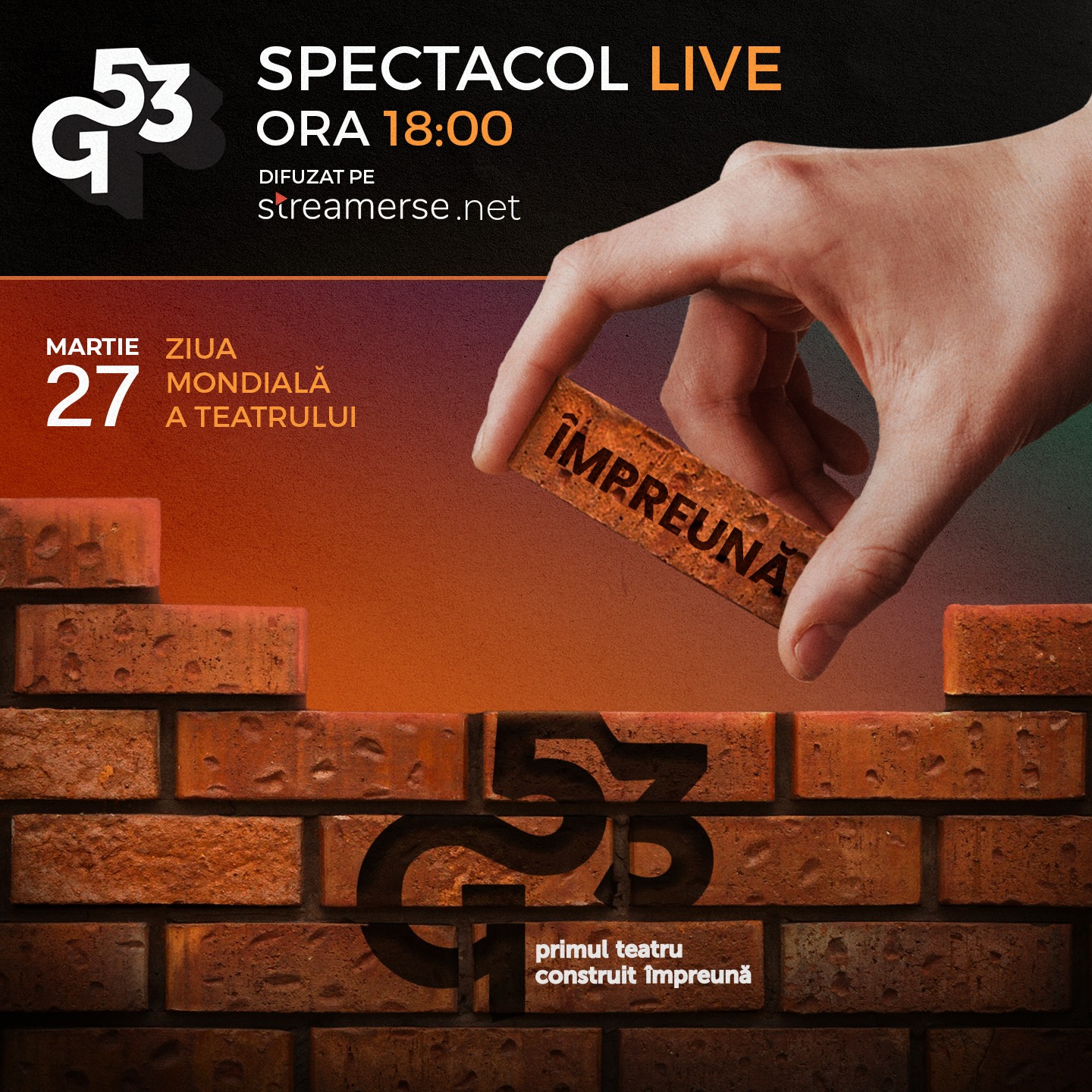 De Ziua Mondială a Teatrului ajută la reconstrucția Teatrului Grivița 53