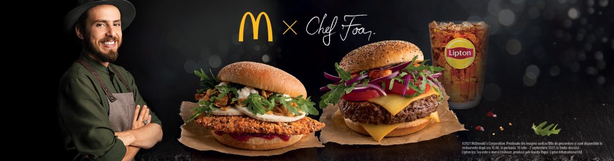 McDonald’s lansează doi burgeri premium, ediție limitată în colaborare cu Chef Foa
