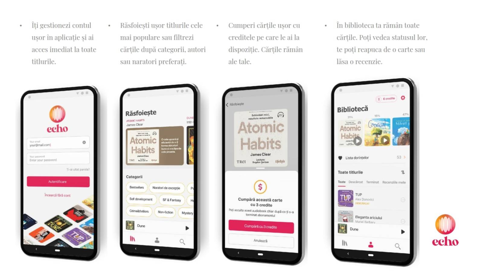 Echo, prima platformă românească de audiobooks, dezvoltată în parteneriat cu Beat Technology