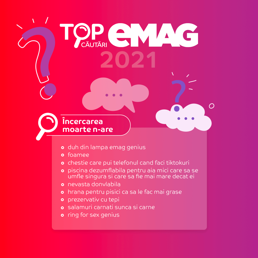 Cele mai amuzante căutări pe eMAG în 2021. Ce au căutat românii 5 Top 5