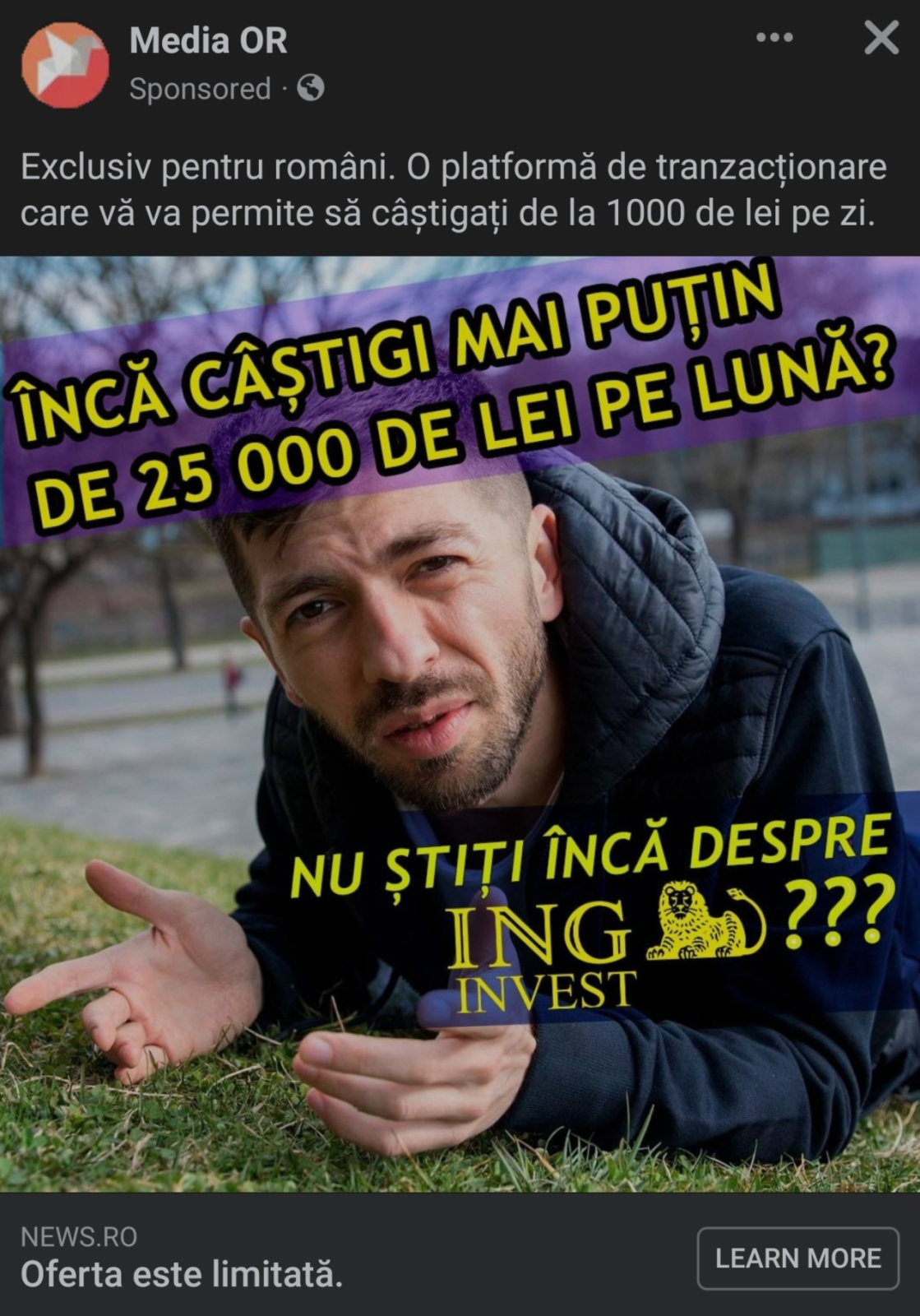 Avertisment DNSC: Reclame false pe Facebook ce promit investiții și câștiguri rapide
