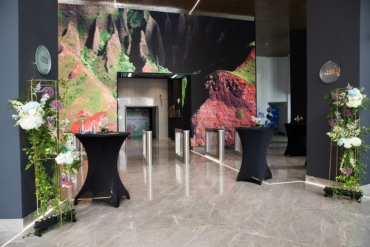 SkyTower lobby LED wall