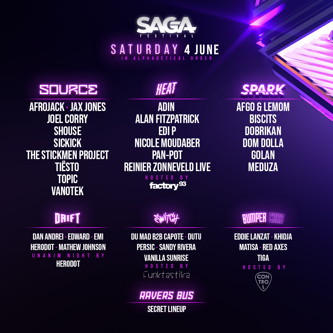 SAGA Festival anunță line-up-ul pentru fiecare zi de festival 2 sambata