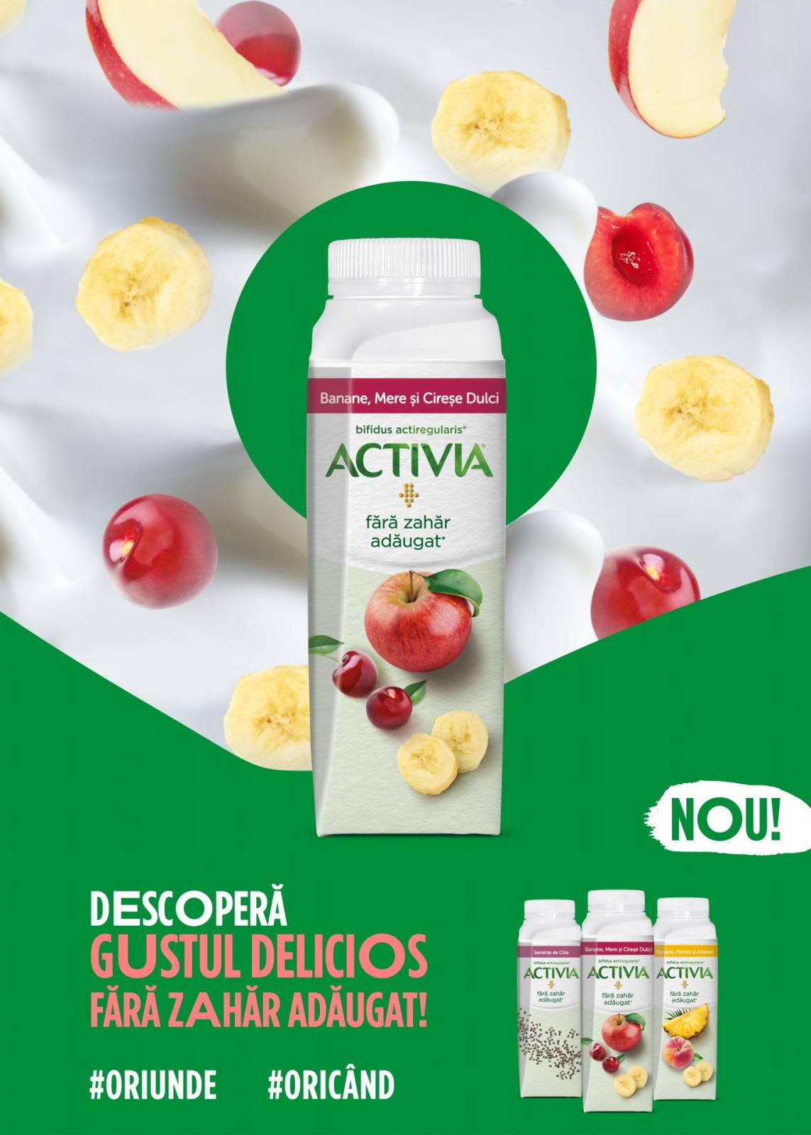 Activia a lansat o nouă gamă de iaurturi de băut, Fără Zahăr Adăugat