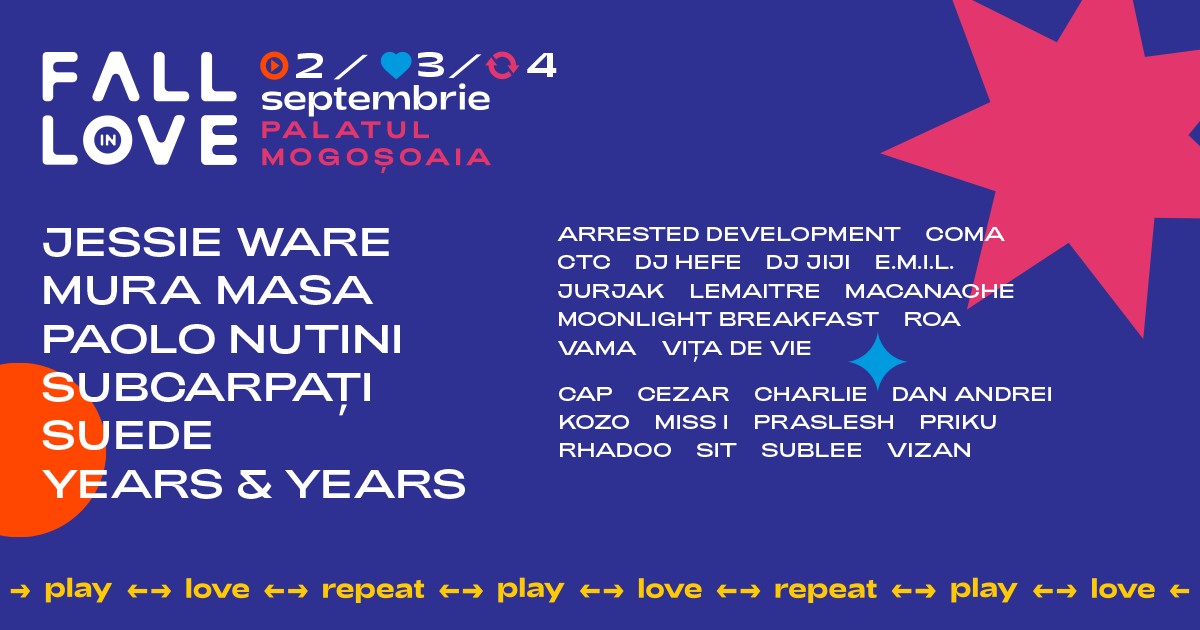 Fall in Love Festival se întoarce între 2-4 septembrie, la Mogoșoaia