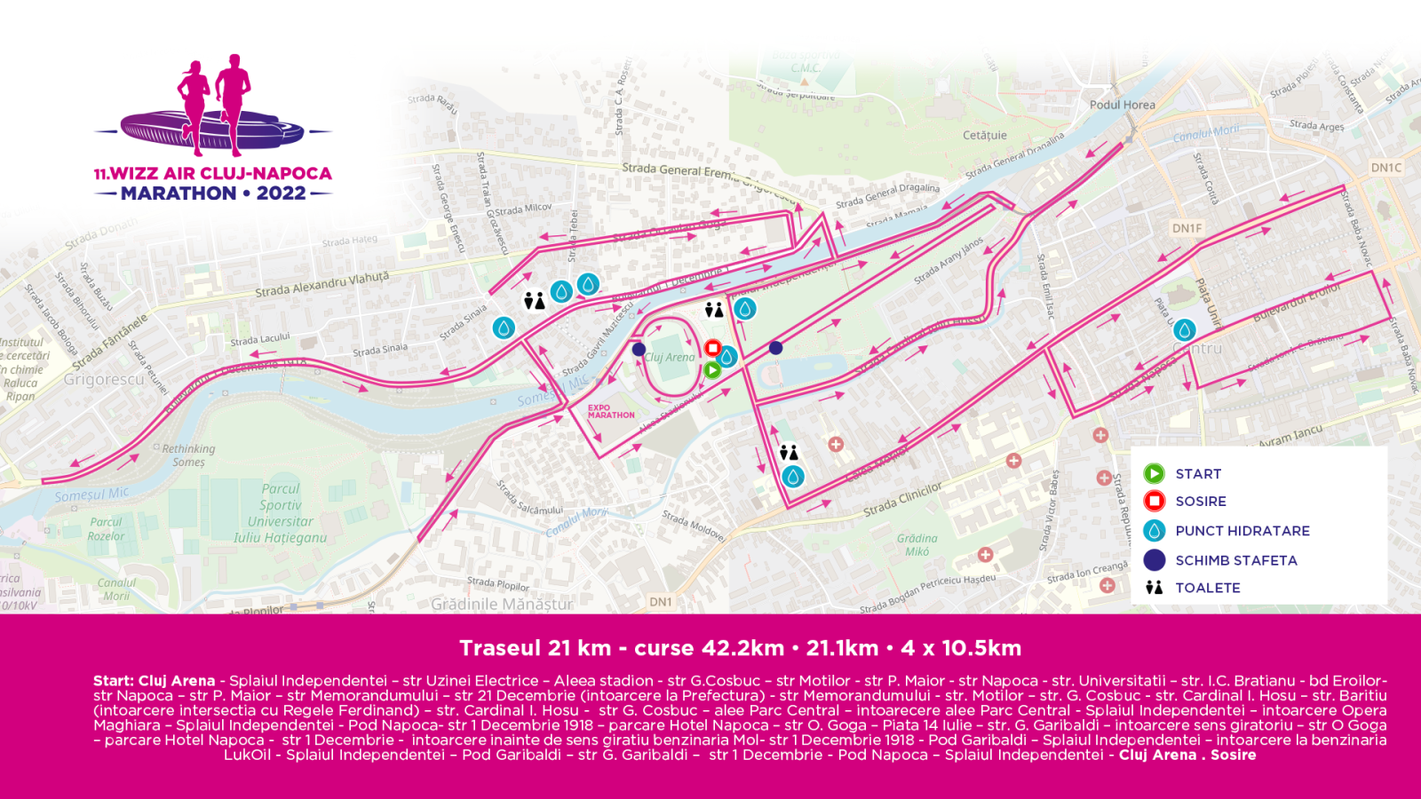 Premii în valoare totală de 21.000 de euro la cea de-a 11-a ediție a Wizz Air Cluj-Napoca International Marathon 2 MIC harta 42 211