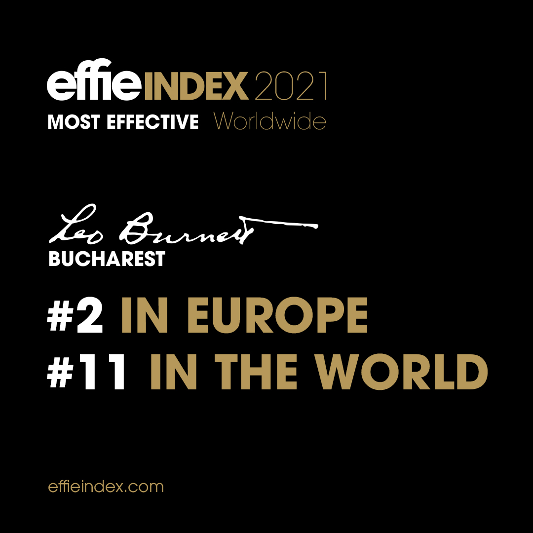 Leo Burnett Bucharest este pe locul 2 în Europa și 11 la nivel mondial în Effie Global Index 2021 1 Leo Burnett Bucharest este pe locul 2 în Europa și 11 la nivel mondial în Effie Global Index 2021