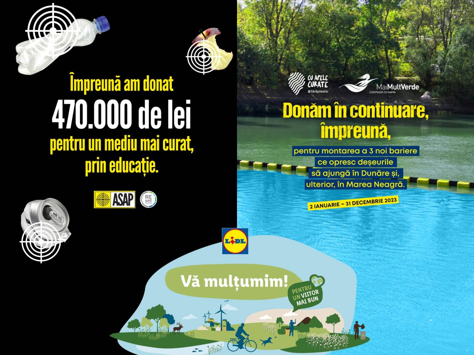 Lidl donează 470.000 lei pentru programul ASAP de prevenire a poluării cu plastic