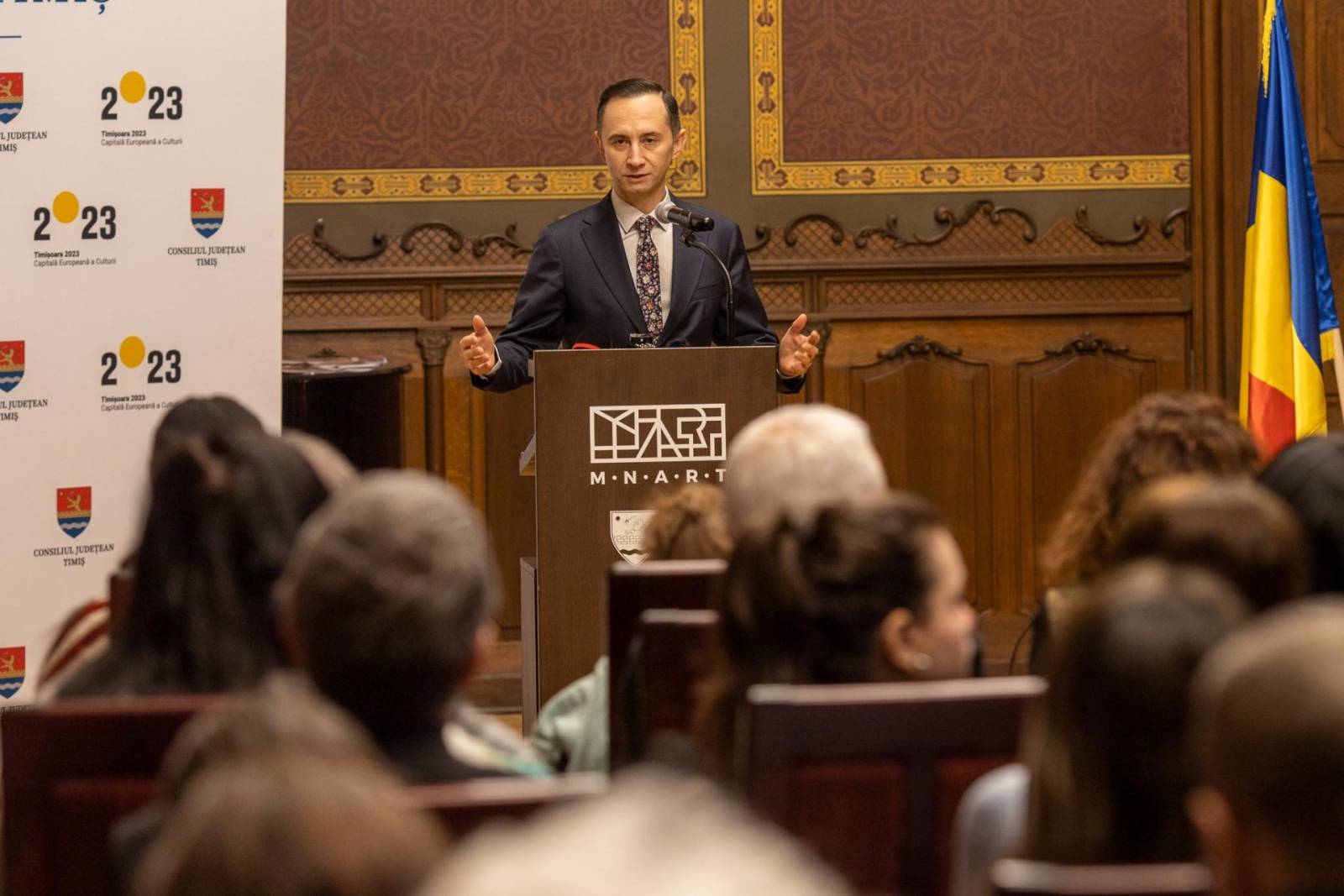 Alin Nica, președintele Consiliului Județean Timiș, autoritatea finanțatoare a expozițiilor Victor Brauner și Constantin Brâncuși