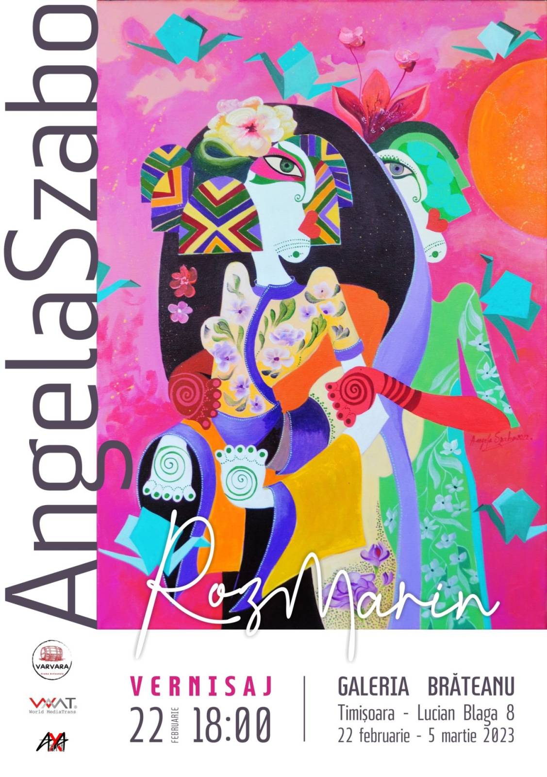 afișul expoziției de pictură „Rozmarin” a artistei Angela Szabo