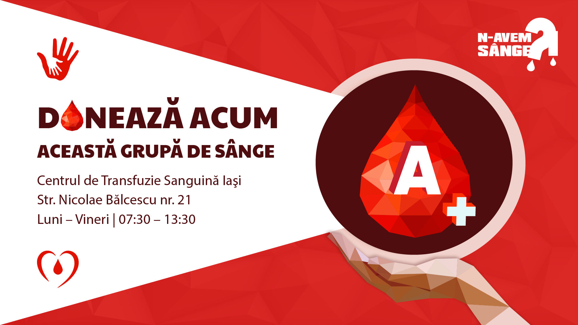 Asociația Hem și Institutul Național de Transfuzie Sanguină (INTS) lansează o campanie de comunicare segmentată a nevoii de sânge - Iași