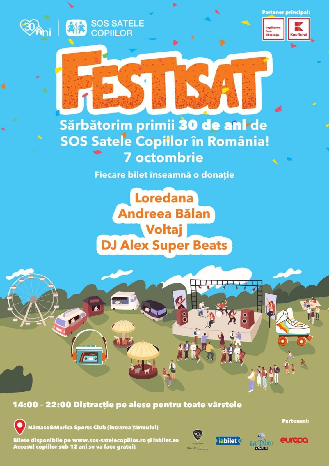 SOS Satele Copiilor organizează festivalul caritabil FestiSAT, pentru a sărbători primii 30 de ani de viitor oferit copiilor 1 festisat