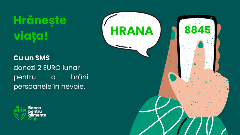 Banca pentru Alimente Cluj: donează 2 euro și salvezi de la risipă 9 kg de mâncare 2 campanie SMS Banca pentru Alimente