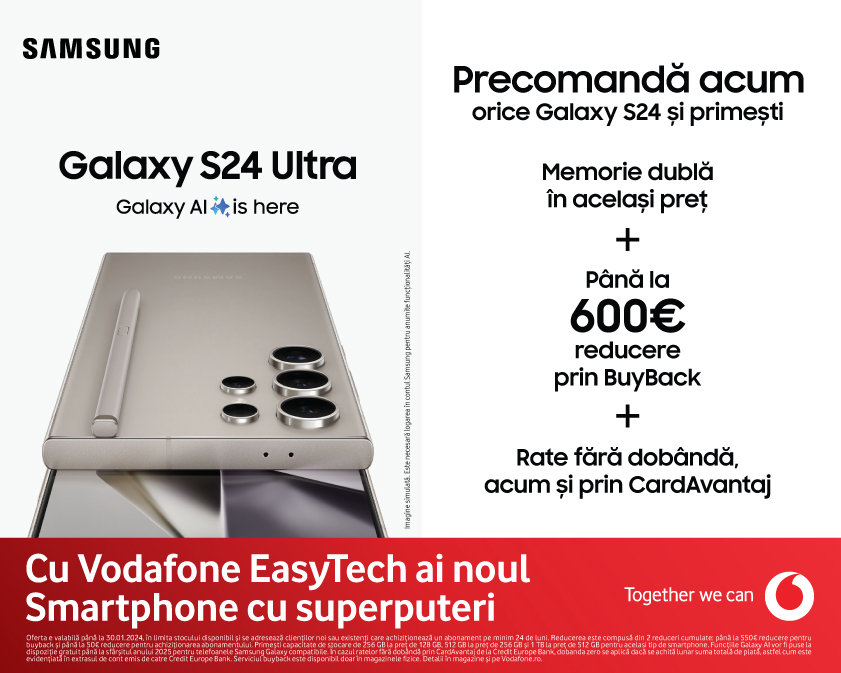 Vodafone aduce Samsung S24, cu până la 600 de euro reducere
