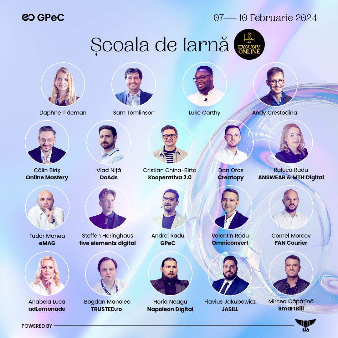 19 traineri internaționali și români și 15 sesiuni de cursuri intensive de E-Commerce și Digital Marketing la Școala de Iarnă GPeC Online 1 gpec SdI fbAD 1080x10801 1