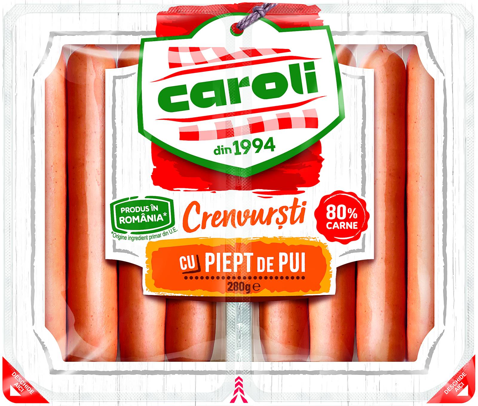 Crenvursti Piept Pui 280g CAROLI