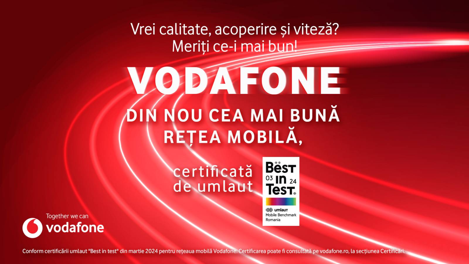 Vodafone, recertificată umalut ”Best in Test” pentru cea mai bună rețea