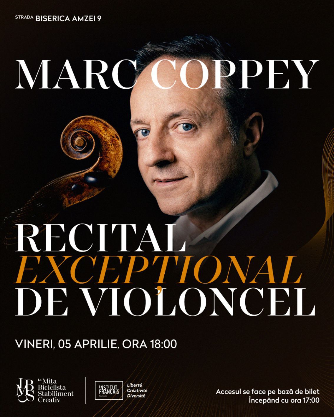 recitalul de violoncel al lui Marc Coppey la La Mița Biciclista Stabiliment Creativ