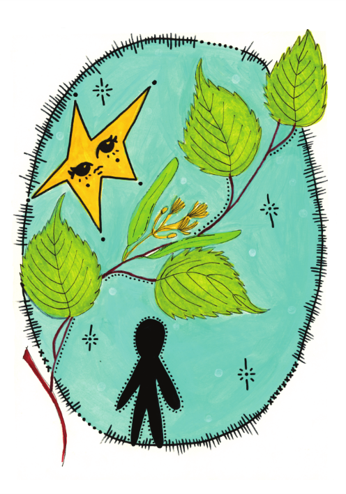 Tata si teiul ilustratie Clara Vasilescu