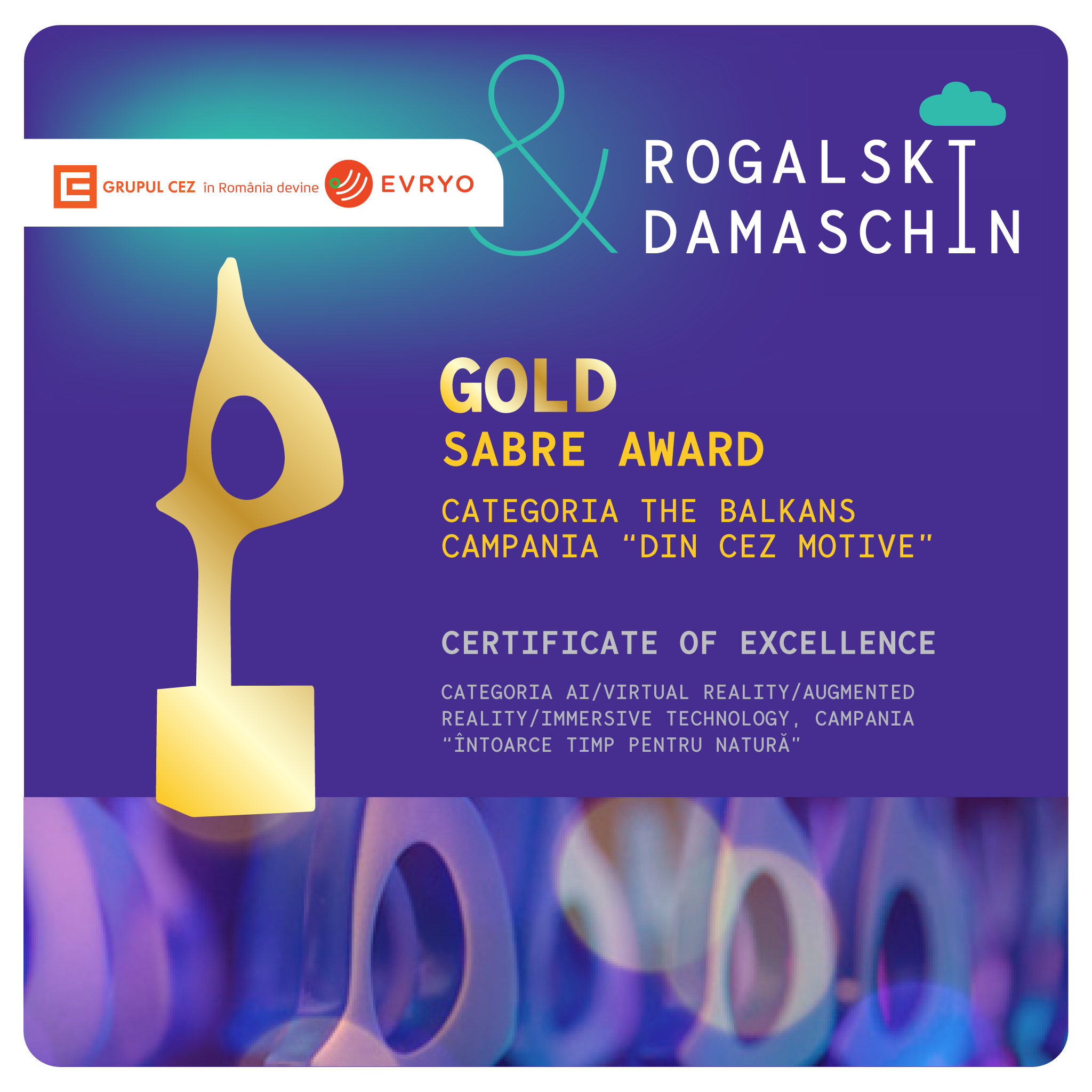 Rogalski Damaschin câștigă la SABRE Awards pentru Evryo