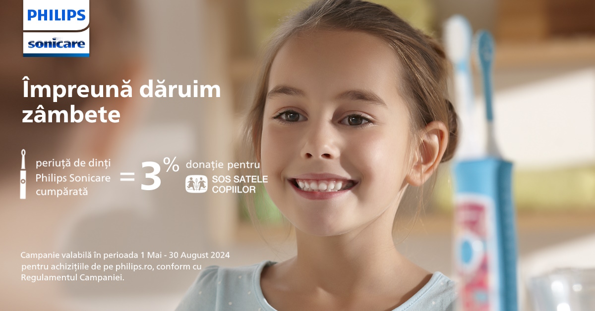 Philips România dăruiește zâmbete copiilor vulnerabili: Un procent de 3% din valoarea periuțelor de ...