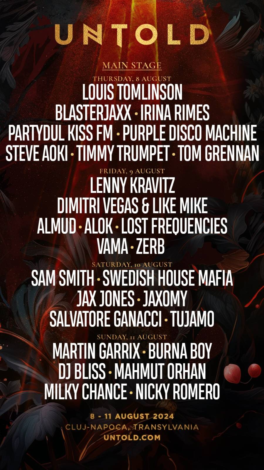 Lista artiștilor care ajung anul acesta la UNTOLD 1 9x16 Mainstage UNTOLD 2024