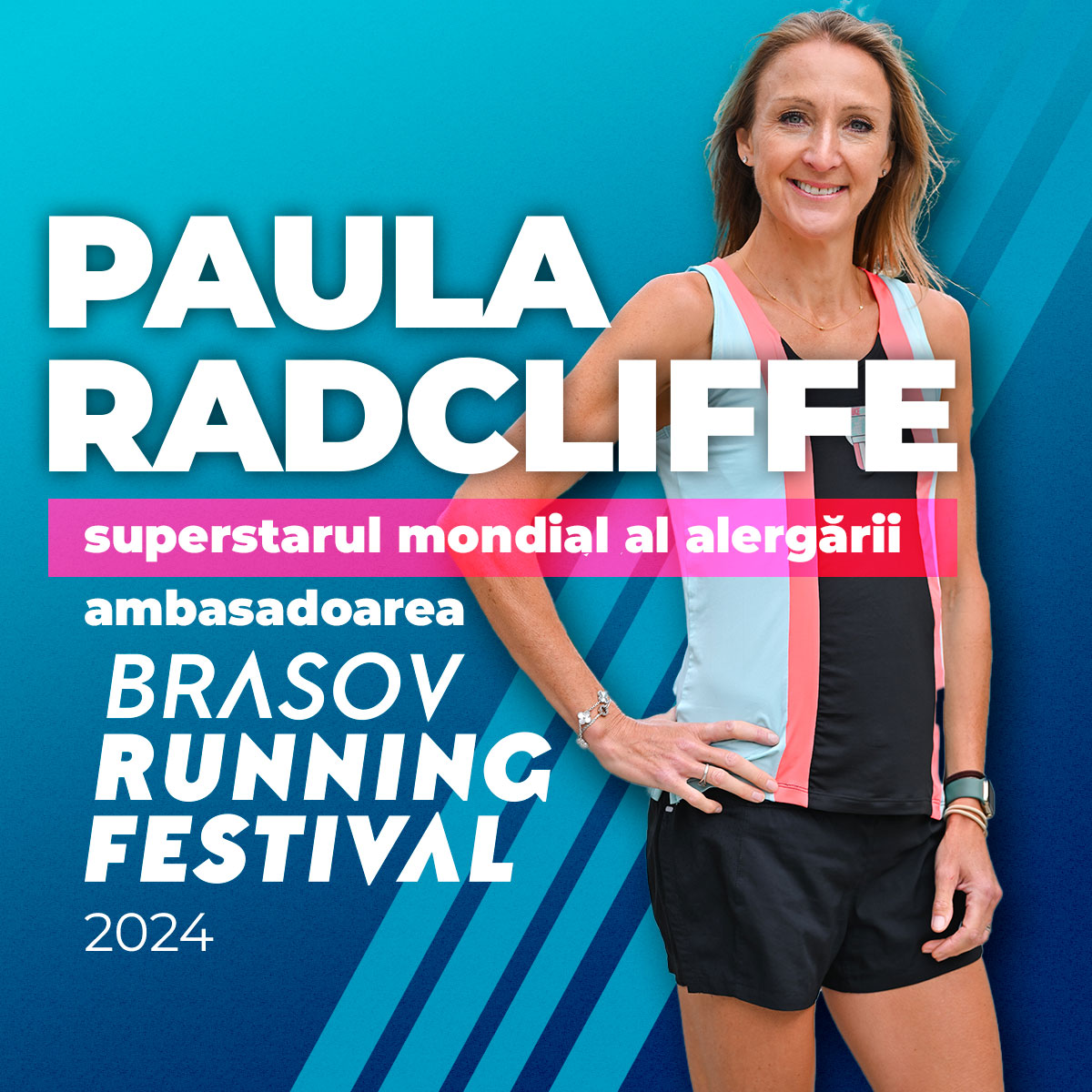 Paula Radcliffe, superstarul mondial al alergării, devine ambasadoarea competiției Brașov Running Festival în 2024 1 Vizual Paula Radcliffe Brasov Running Festival