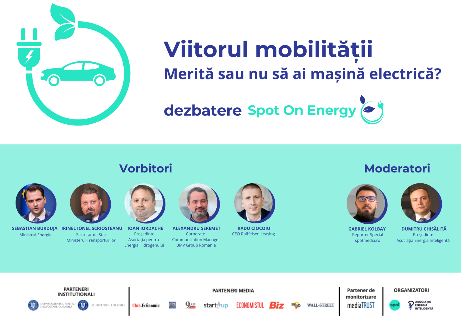 „Viitorul mobilității - Merită sau nu să ai mașină electrică?”, tema celei de-a treia dezbateri „Spo...