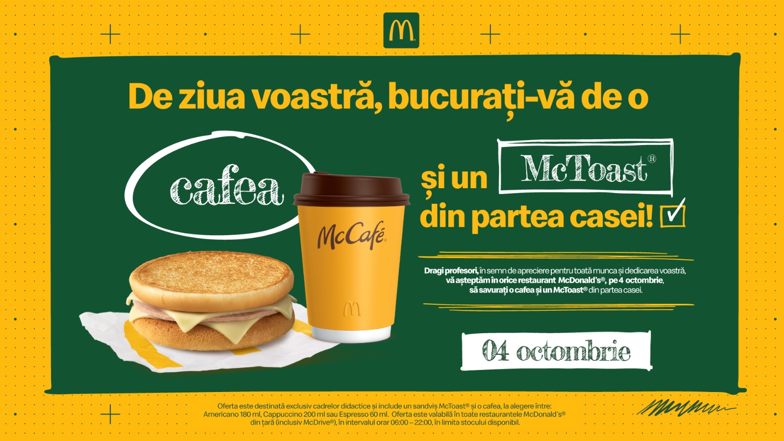 McDonald’s celebrează Ziua Internațională a Profesorului. Cafea din partea casei