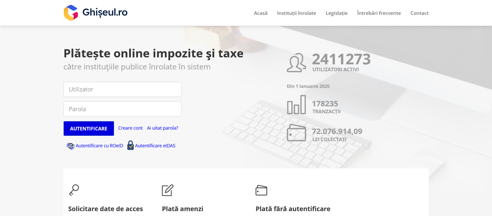 În primele zile ale anului 2025, prin Ghișeul.ro s-au înregistrat plăți de peste 72 de milioane de l...