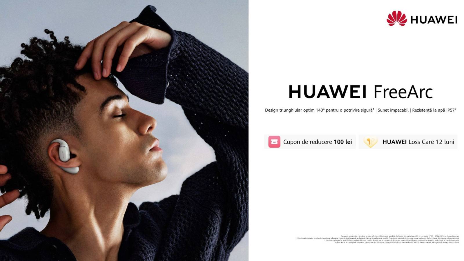 Huawei lansează căștile FreeAarc. Design open-ear inovator