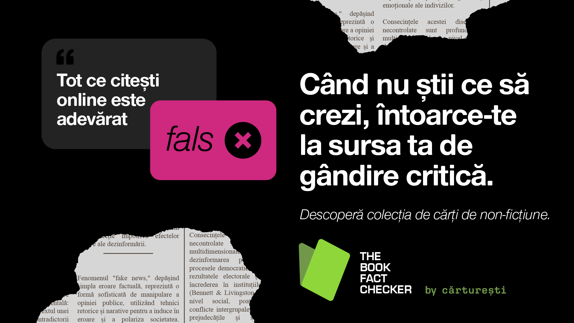 “The Book Fact Checker” – Cărturești încurajează lectura ca antidot împotriva dezinformării
