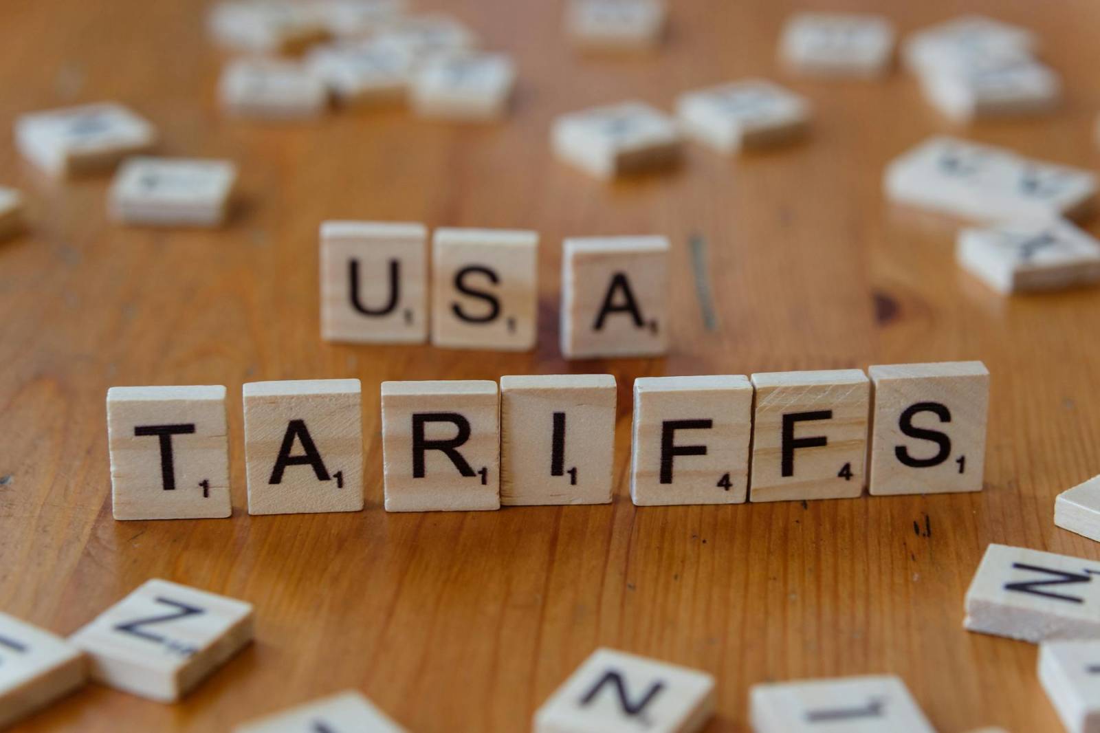 usa tariffs concept with scrabble tiles