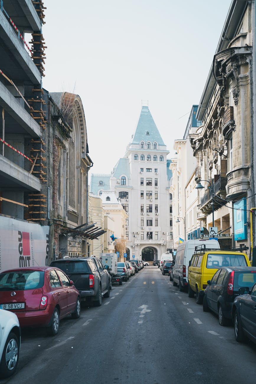 historic european street with gothic architecture