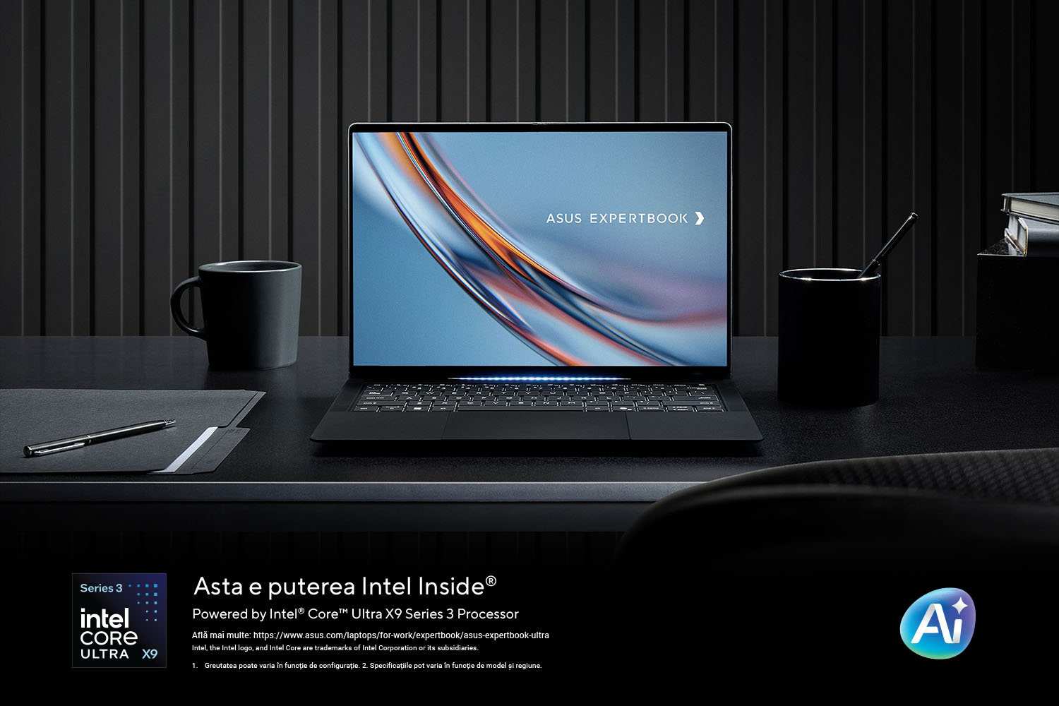 Precomandă ASUS ExpertBook Ultra dotat cu procesoare Intel® Core™ Ultra X7 Series 3 pentru a beneficia de garanția extinsă la 5 ani 1 ASUS ExpertBook Ultra 2