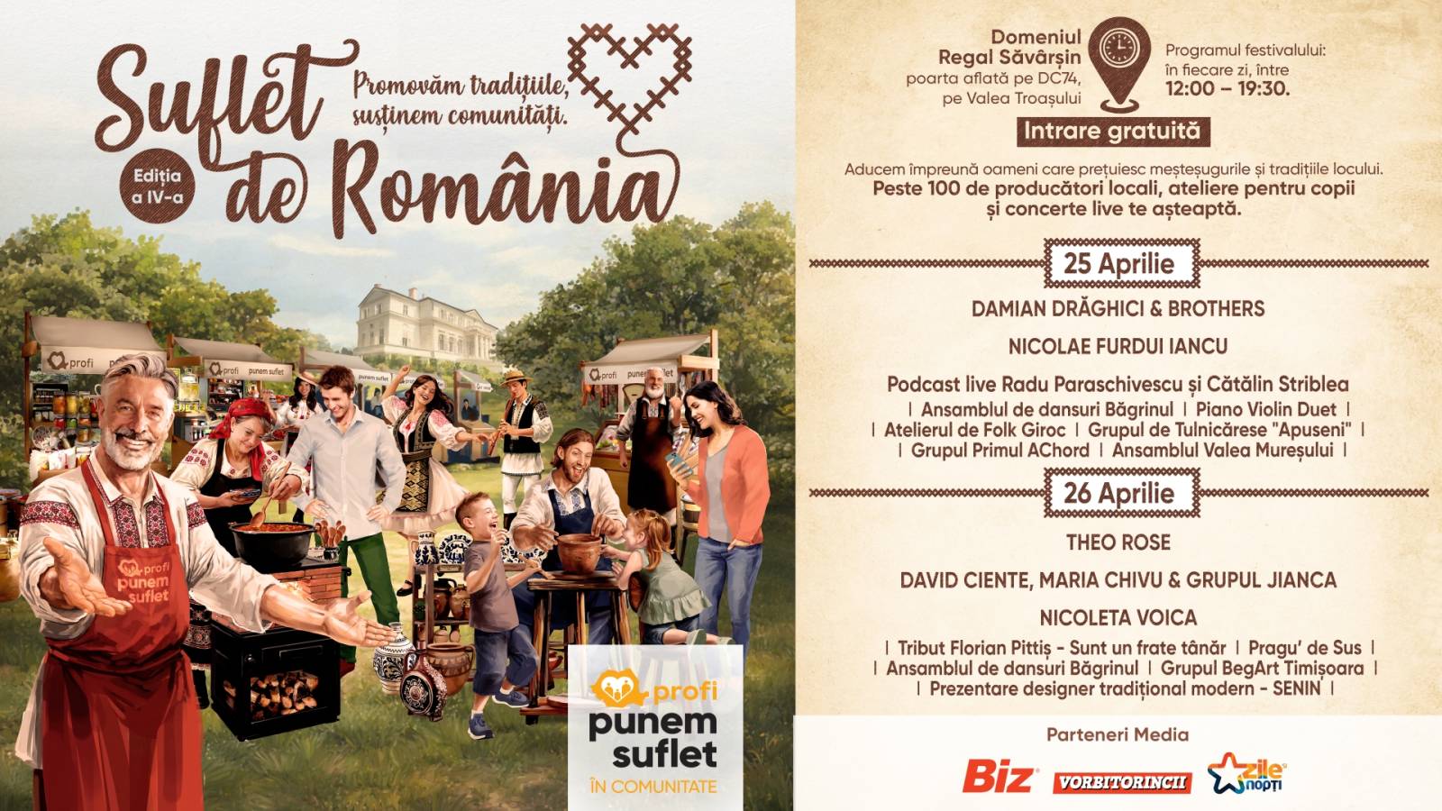 A patra ediție a festivalului Suflet de România, de pe 25 și 26 aprilie, va fi cea mai amplă de până acum 1 Afisul Suflet de Romania Editia a 4 a
