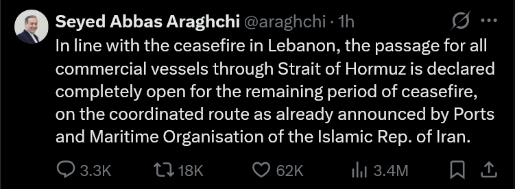 Screenshot 2026 04 17 at 17 40 26 8 Seyed Abbas Araghchi @araghchi X