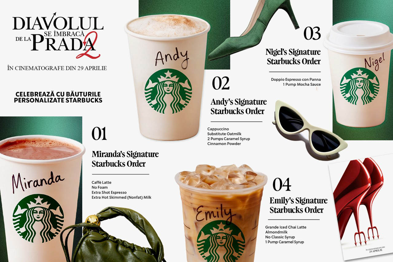Starbucks - meniul Diavolul se imbraca de la Prada 2