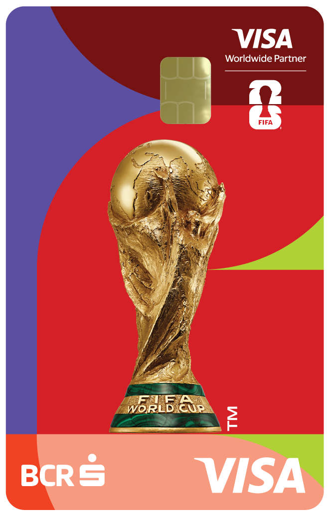 Visa și BCR lansează carduri în ediție limitată dedicate Cupei Mondiale de Fotbal 2026 1 Card BCR Visa World Cup George Standard Trophy