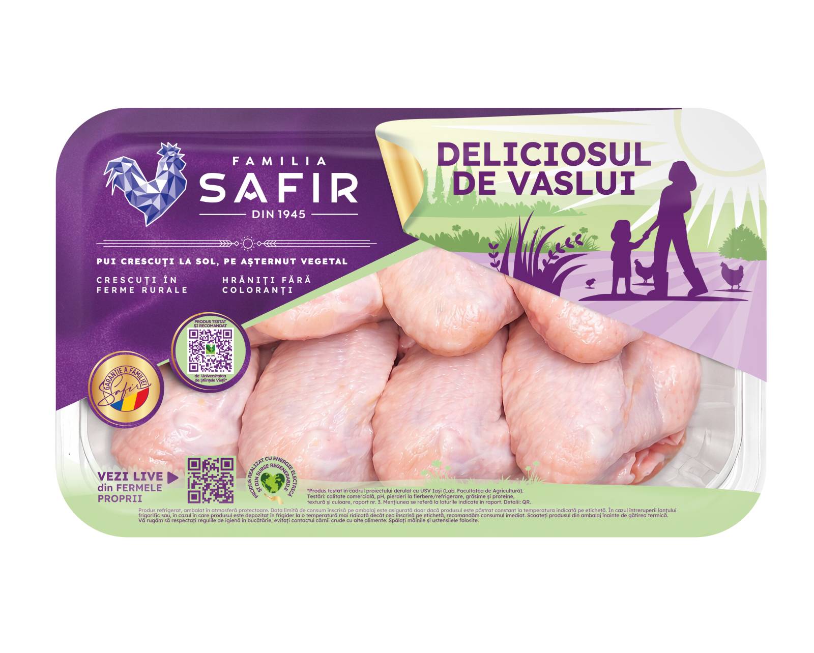 Familia Safir lansează noi ambalaje pentru gamele sale de produse și își consolidează promisiunea de pui corect, ca pentru copiii noștri 9 DV AripiCuVarf ATM 1000g 04 2026