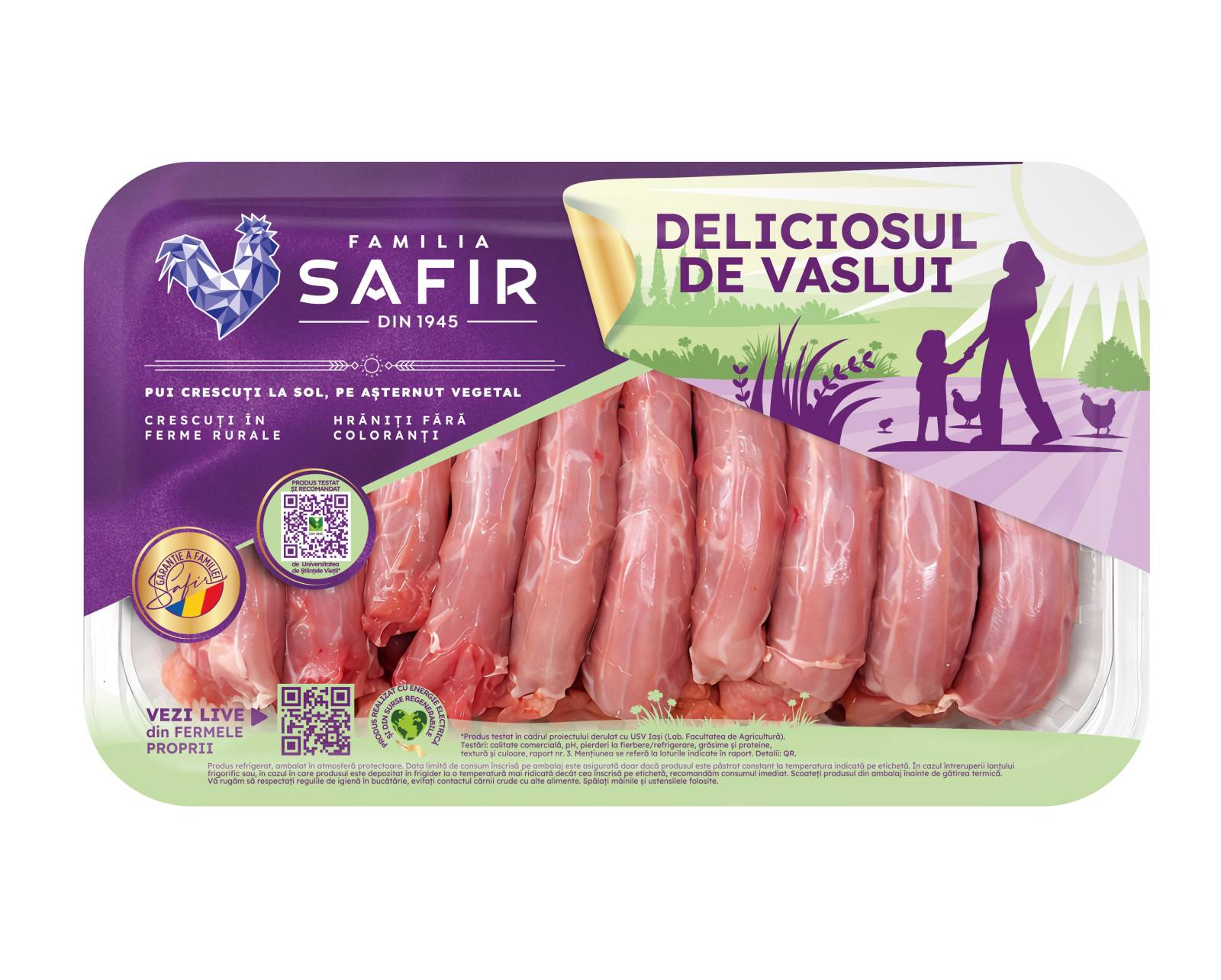 Familia Safir lansează noi ambalaje pentru gamele sale de produse și își consolidează promisiunea de pui corect, ca pentru copiii noștri 7 DV Gaturi ATM 1000g 04 2026