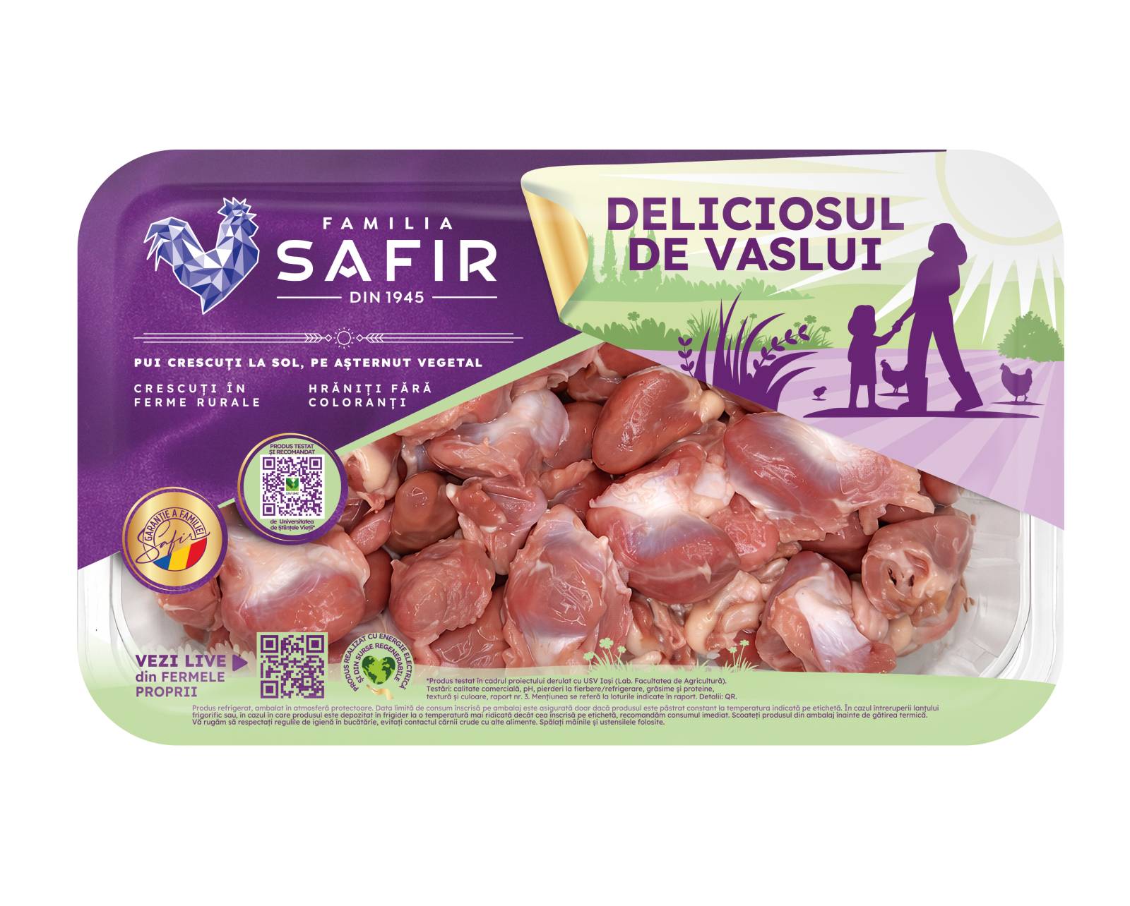 Familia Safir lansează noi ambalaje pentru gamele sale de produse și își consolidează promisiunea de pui corect, ca pentru copiii noștri 12 DV PipoteSiInimi ATM 1000g 04 2026