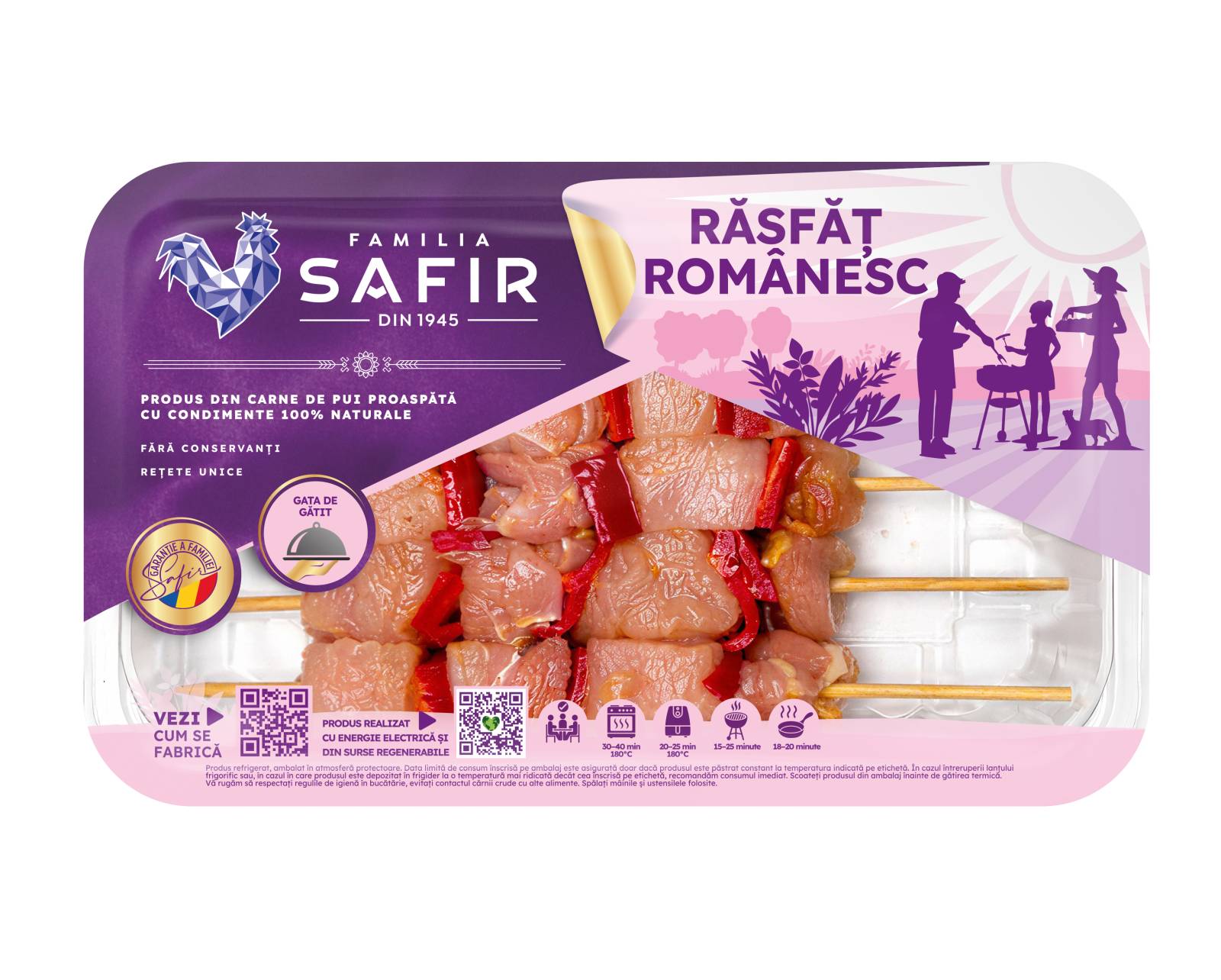 Familia Safir lansează noi ambalaje pentru gamele sale de produse și își consolidează promisiunea de pui corect, ca pentru copiii noștri 2 RR Frigarui ATM 1000g 04 2026