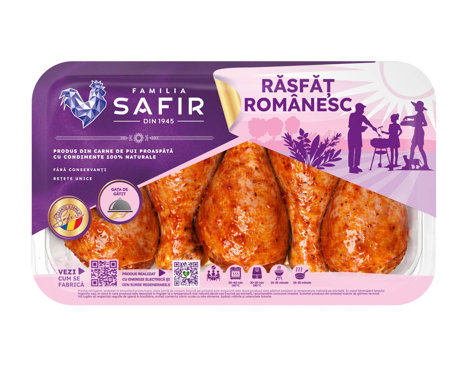 Familia Safir lansează noi ambalaje pentru gamele sale de produse și își consolidează promisiunea de pui corect, ca pentru copiii noștri 1 RR PulpeInferioareCondimentate ATM 1000g 04 2026