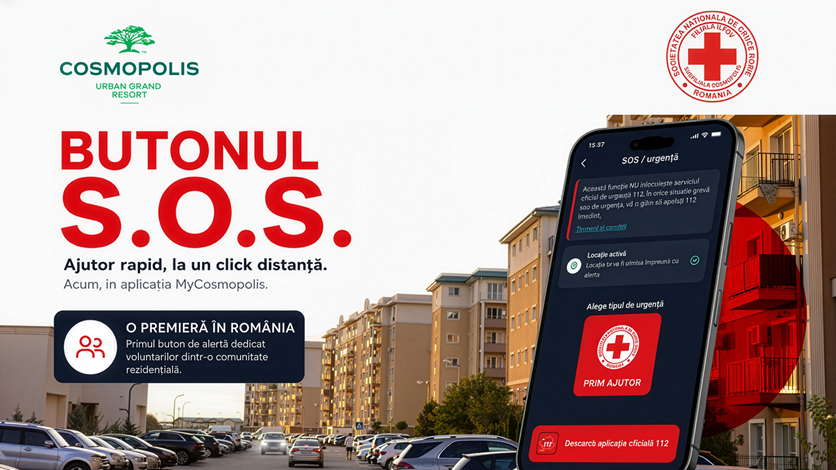 Crucea Roșie deschide sediu și punct de prim-ajutor în complexul Cosmopolis. Bază de voluntari din comunitate 8 FOTO Butonul SOS in aplicatia MyCosmopolis