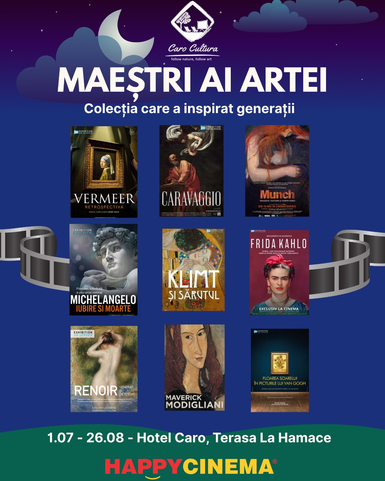 Happy Cinema și Caro Cultura aduc capodoperele marilor maeștri ai picturii pe terasa Hotelului Caro
